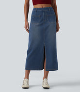 Halara Flex™ Mid Rise Denim Midi Casual Skirt with Pockets