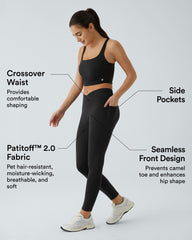 Patitoff™ 2.0 Pet Hair Resistant High Waisted Crossover Side Pocket Yoga Leggings