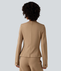 Round Neck Long Sleeve Slim Work Blazer