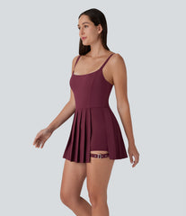 Breezeful™ Pleated Adjustable Buckle 2-in-1 Pocket Micro Mini Quick Dry Casual Slip Dress