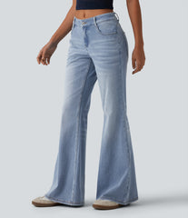 Halara Flex™ Low Rise Flare Washed Casual Jeans with Pockets