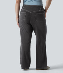 Halara Flex™ Crossover High Waisted Tummy Control Casual Straight Leg Plus Size Jeans with Pockets