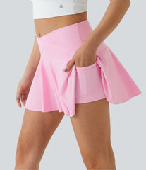 SoftlyZero™ Airy Comfy High Waisted Crossover 2-in-1 Pocket Flare InstantCool Tennis Skirt-UPF50+