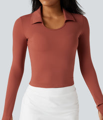 SoftlyZero™ Airy Round Neck Long Sleeve Thumb Hole InstantCool Yoga Sports Top-UPF50+
