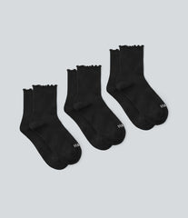 3 Pcs Halara Logo Frill Casual Mid-Calf Socks Set