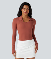 SoftlyZero™ Airy Round Neck Long Sleeve Thumb Hole InstantCool Yoga Sports Top-UPF50+