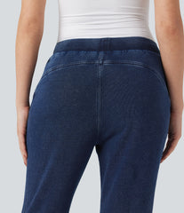 Halara Flex™ Mid Rise French Terry Casual Flare Sweatpants Jeans with Pockets