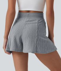 High Waisted Drawstring Sweater Knit Casual Shorts 3'' with Pockets