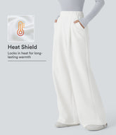 High Waisted Pocket Wide Leg Fleece Casual Pants