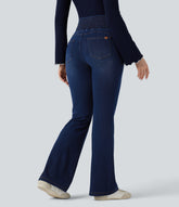Halara Flex™ High Waisted Shirred Casual Flare Jeans with Pockets