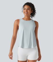 Round Neck Curved Hem InstantCool Quick Dry Running Tank Top-UPF50+
