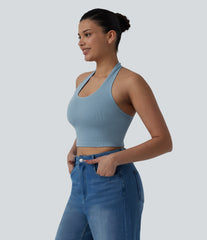 OneForm Seamless Flow Halter Cropped Casual Tank Top