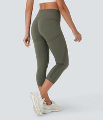 OneForm Seamless Flow High Waisted Ruched Capri Yoga Leggings