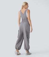 Drawstring Relax Casual Cargo Overall with Pockets