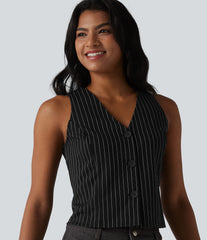 V Neck Stripe InstantCool Work Vest