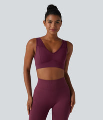 SoftlyZero™ Airy Low Support V Neck Contrast Mesh Built-in Bra InstantCool Yoga Sports Bra