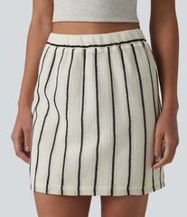 High Waisted Crochet Knit Stripes Casual Bodycon Skirt