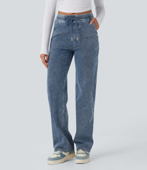 Halara Flex™ Mid Rise Drawstring Straight Leg Casual Sweatpants Jeans with Pockets