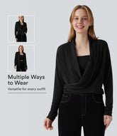 Wrapped Raglan Long Sleeve Casual Top