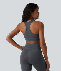 Low Support U Neck Built-in Bra Racerback Yoga Sports Bra