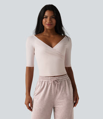 Crossover V-neck Half Sleeve Ultra-slim Fit InstantCool Casual Top-UPF50+