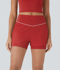 Breezeful™ Reflective Mid Rise Tummy Control 2-in-1 Quick Dry Running Shorts 5'' with Pockets