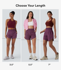 Breezeful™ High Waisted Pockets 2-in-1 Curved Hem Quick Dry Running Shorts 3.5''