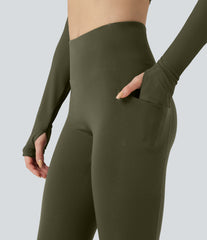 Wear-Resistant High Waisted 7/8 Hiking Leggings with Pockets
