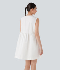Sleeveless Tie Front Mini Casual Dress