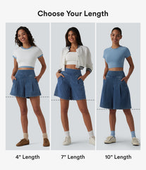 Halara Flex™ High Waisted Denim Casual Baggy Bermuda Shorts 10'' with Pockets