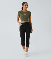Halara Flex™ High Waisted Pockets Denim Capri Casual Leggings