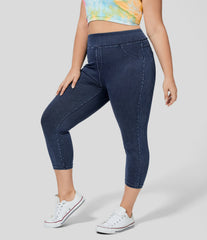 Halara Flex™ High Waisted Pocket Denim Capri Plus Size Casual Leggings