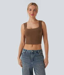 SoftlyZero™ Ribbed U Neck Cropped Casual Tank Top