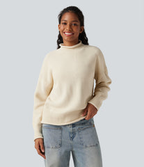 Mock-neck Long Sleeve Casual Sweater