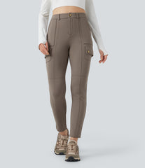 High Waisted Skinny Fleece Hiking Cargo Pants with Pockets