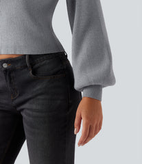 Queen Anne Neck Long Sleeve Casual Sweater