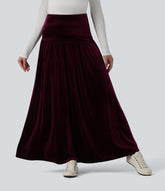 High Waisted Maxi Velvet Casual A-line Skirt