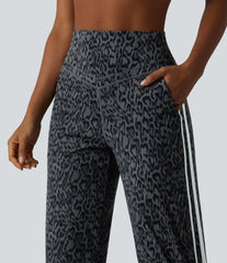 Halara UltraSculpt™ Leopard Print High Waisted Tummy Control Side Stripes Yoga Straight Leg Pants with Pockets