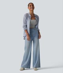 Halara Flex™ High Waisted Tummy Control Wide Leg Casual Jeans with Pockets