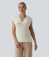V-neck Cap Sleeve Resort Sweater