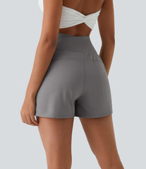 High Waisted Crossover Pocket 2-in-1 Casual Shorts