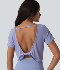 Boat Neck Short Sleeve InstantCool Yoga Sports Top-UPF50+