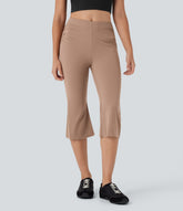 Mid Rise Capri Flare Work Pants