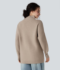 Mock-neck Long Sleeve Casual Sweater