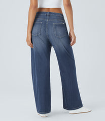 Halara Flex™ Mid Rise Pockets Washed Baggy Wide Leg Casual Jeans