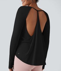 SoftlyZero™ Airy Round Neck Long Sleeve Thumb Hole Cut Out InstantCool Yoga Sports Top
