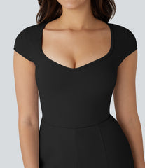 SoftlyZero™ Airy U Neck Cap Sleeve Pocket InstantCool Yoga Romper-Easy Peezy
