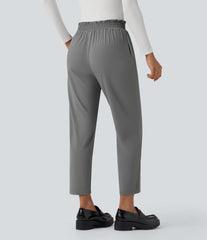 Halara Flex™ Mid Rise Frill Tapered Quick Dry Work Pants with Pockets-UPF40+