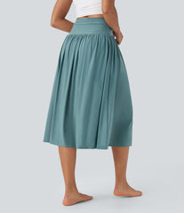 High Waisted 2-in-1 Flowy Midi Dance Skirt with Pocket