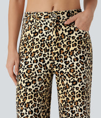 Halara Flex™ Mid Rise Leopard Casual Baggy Jeans with Pockets